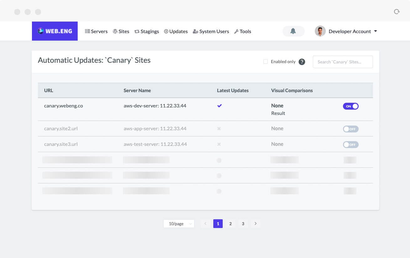 Web.Eng console – Application Instance Layer – Auto Update
